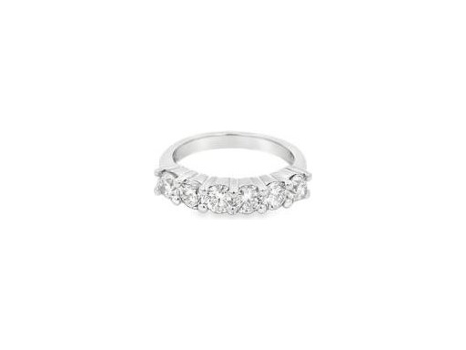 18K White Gold Half Eternity Ring with 6 Natural Round Diamonds